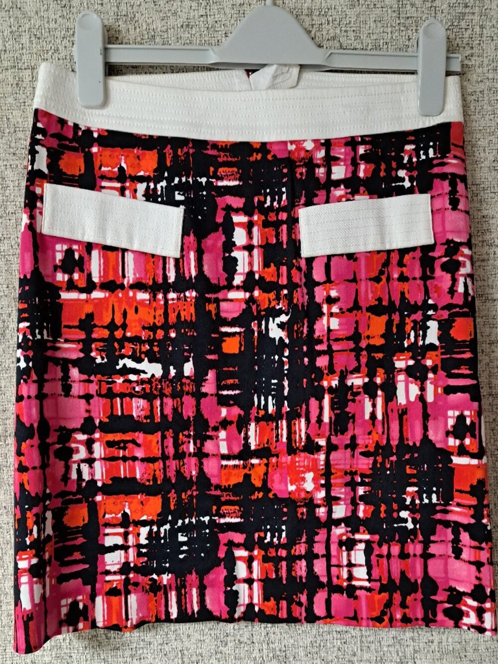 ETCETERA LADIES PINK ORANGE NAVE WHITE MINI SKIRT LINED SIZE 4 COTTON SPANDEX